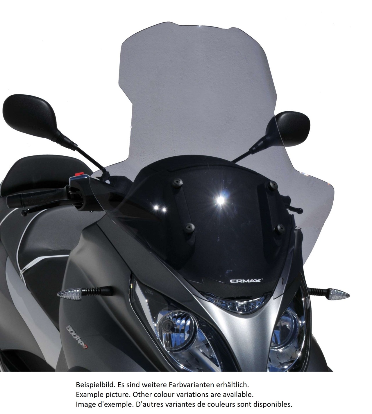 Windscherm ERMAX High Protection met handbescherming voor Piaggio MP3 400 HPE (-22), grijs