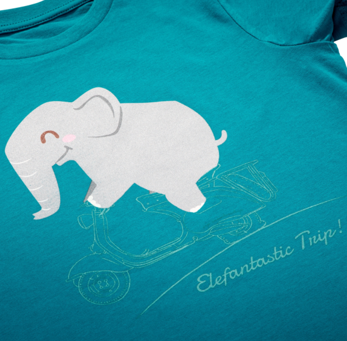 Kinder-T-shirt "Elefantastische reis!", turkoois