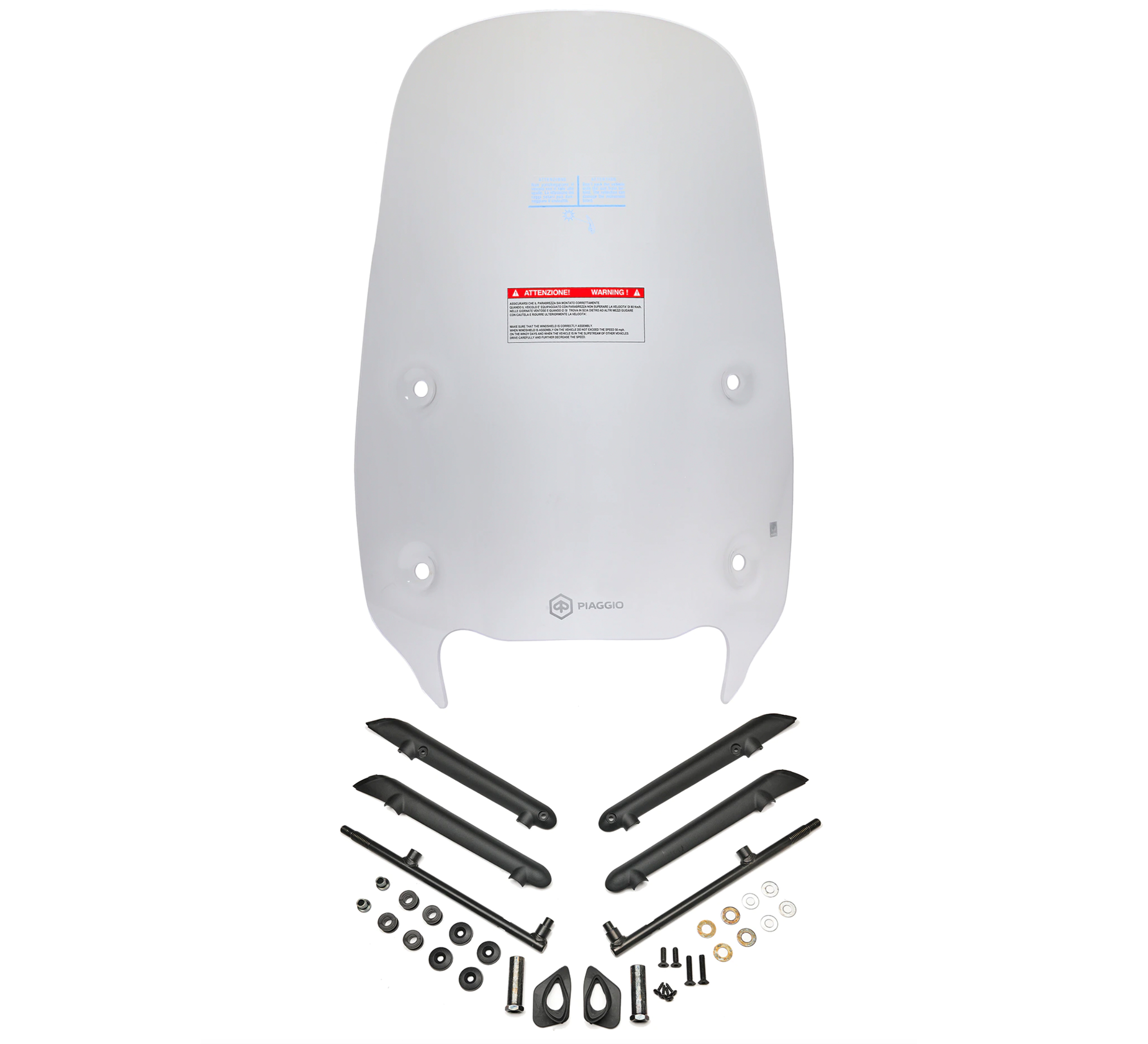 Windscherm groot met beugel, helder, Top voor Beverly HPE Original Piaggio