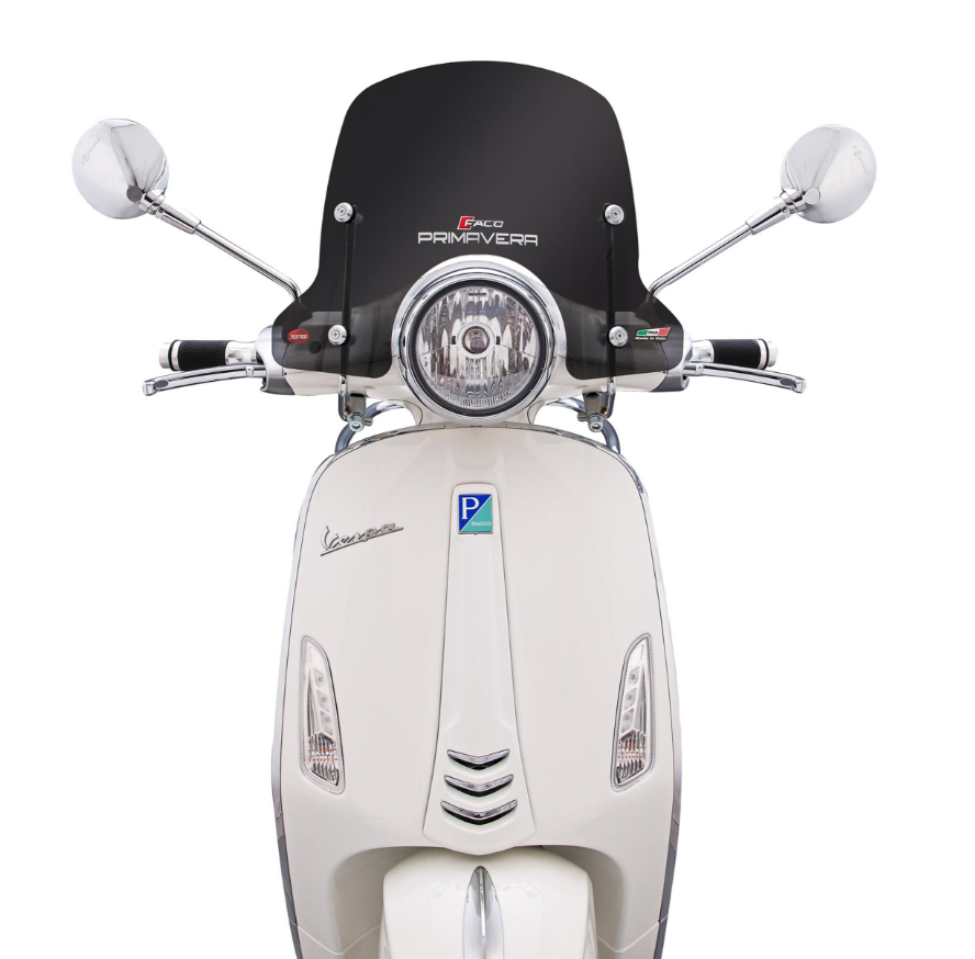 Voorruit FACO halfhoog voor Vespa Primavera /Elettrica 50-125ccm 2T/4T ('14-), zwart getint