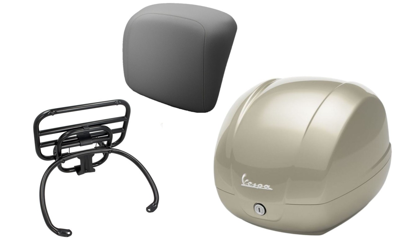 Topkofferset 36L beige (Q01), bagagerek zwart voor Vespa GTS 125/300/310