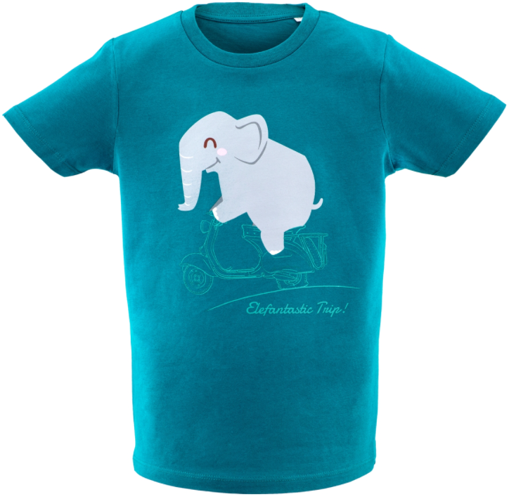 Kinder-T-shirt "Elefantastische reis!", turkoois