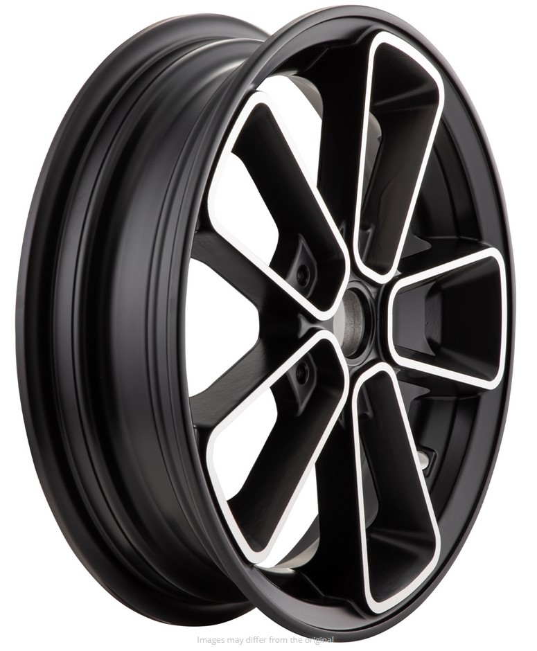 Velg voor/achter 12" voor Vespa GTS/GTS Super/GTV/GT 125-300cc, zwart met zilveren velg