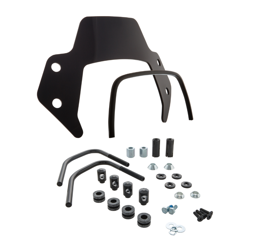 Flyscreen voor Vespa Sprint 50-150cc 2T/4T, zwarte houders, zwart getint