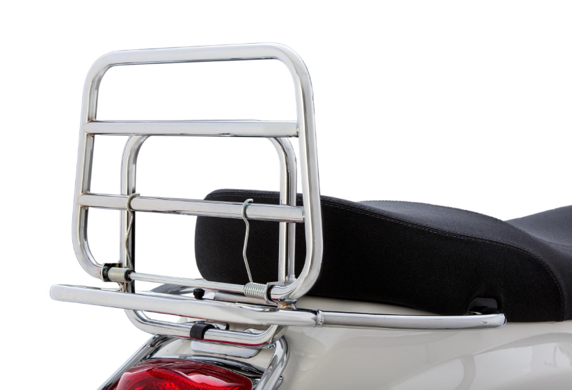 Bagagerek achteraan voor Vespa LX/LXV/S 50-150cc, opvouwbaar, chroom