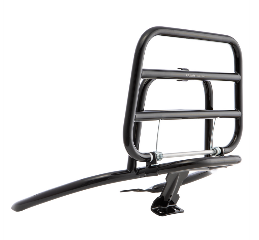 Bagagerek achteraan voor Vespa Primavera /Sprint 50-150ccm, opvouwbaar, glanzend zwart