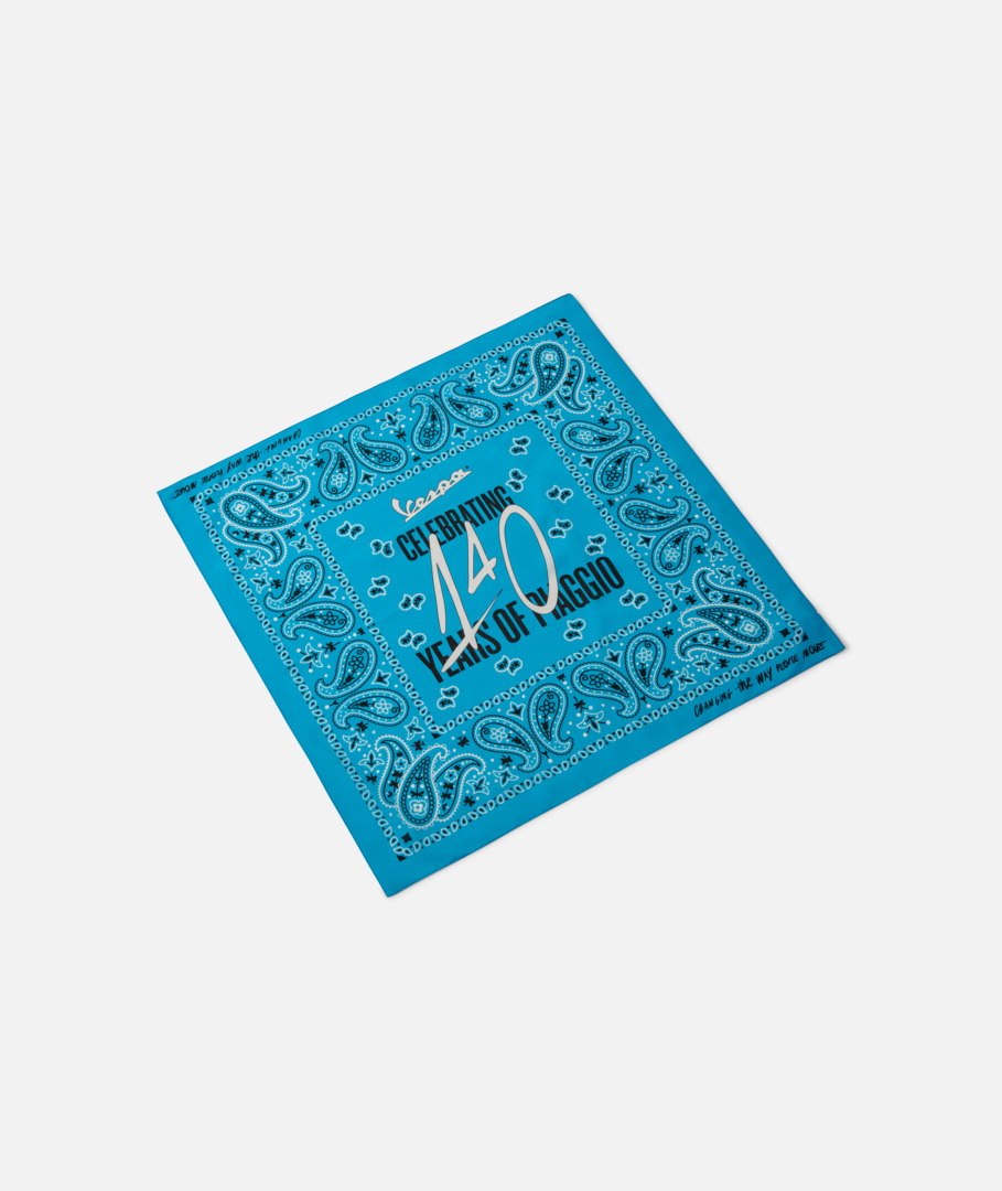 Vespa bandana "140 jaar Piaggio" blauw wit
