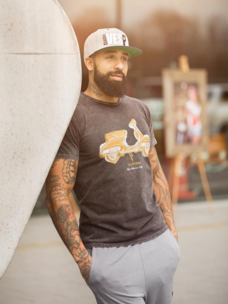 T-shirt "Life is better on a Rally", heren zwart stone washed