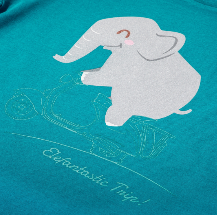 Kinder-T-shirt "Elefantastische reis!", turkoois