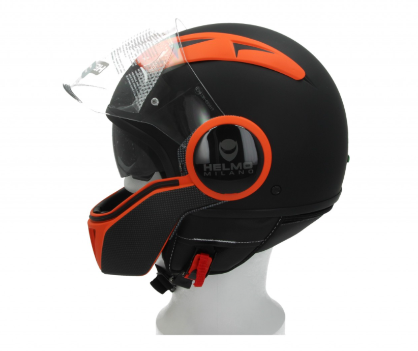 Helmo Milano Volstraalhelm, FuoriRotta Premium, zwart, oranje, mat