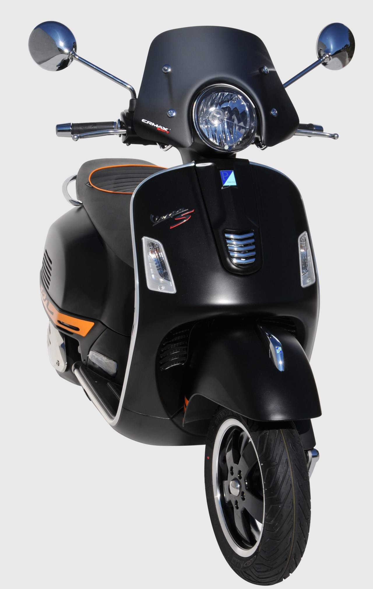 Windscherm ERMAX Piccolo H 300 mm voor Vespa GTS/GTS Super/GT L (-22), mat zwart