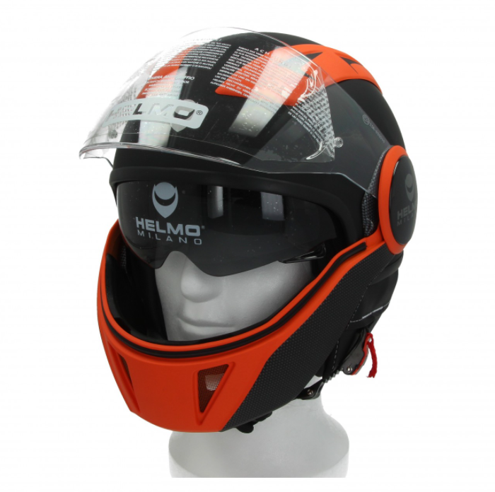 Helmo Milano Volstraalhelm, FuoriRotta Premium, zwart, oranje, mat