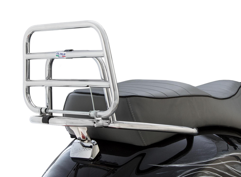 Bagagerek achteraan voor Vespa GTS /GTS Super /GTV /GT 60, 125-300cc, opvouwbaar, chroom