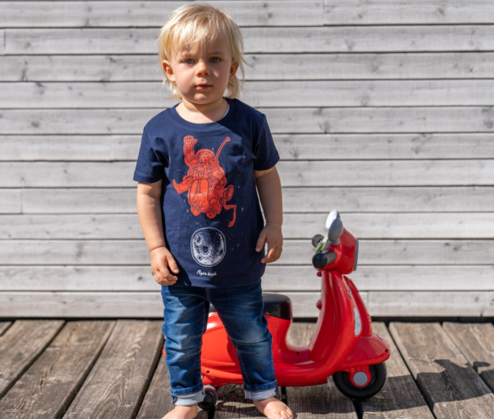 Kinder-T-shirt "Flyin high", donkerblauw