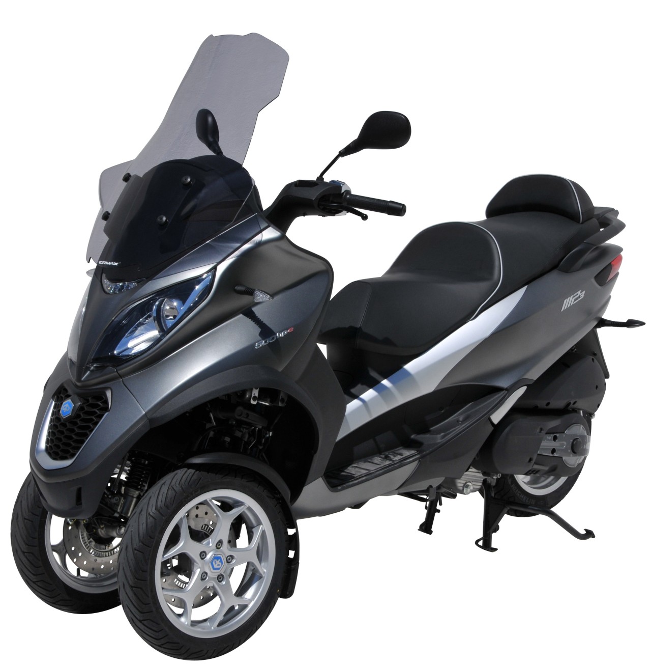Windscherm ERMAX High Protection met handbescherming voor Piaggio MP3 400 HPE (-22), grijs