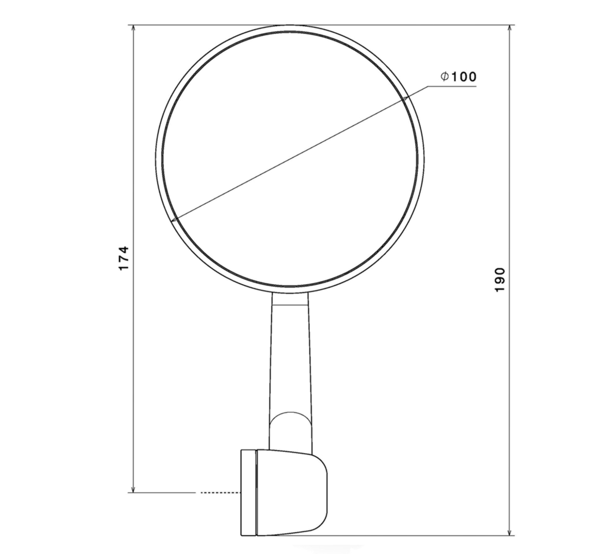 Stuurspiegel RIZOMA "SPIRIT RS" voor Vespa LX/LXV/S/GTS/GTS Super/GTV/GT 60/GT/GT L