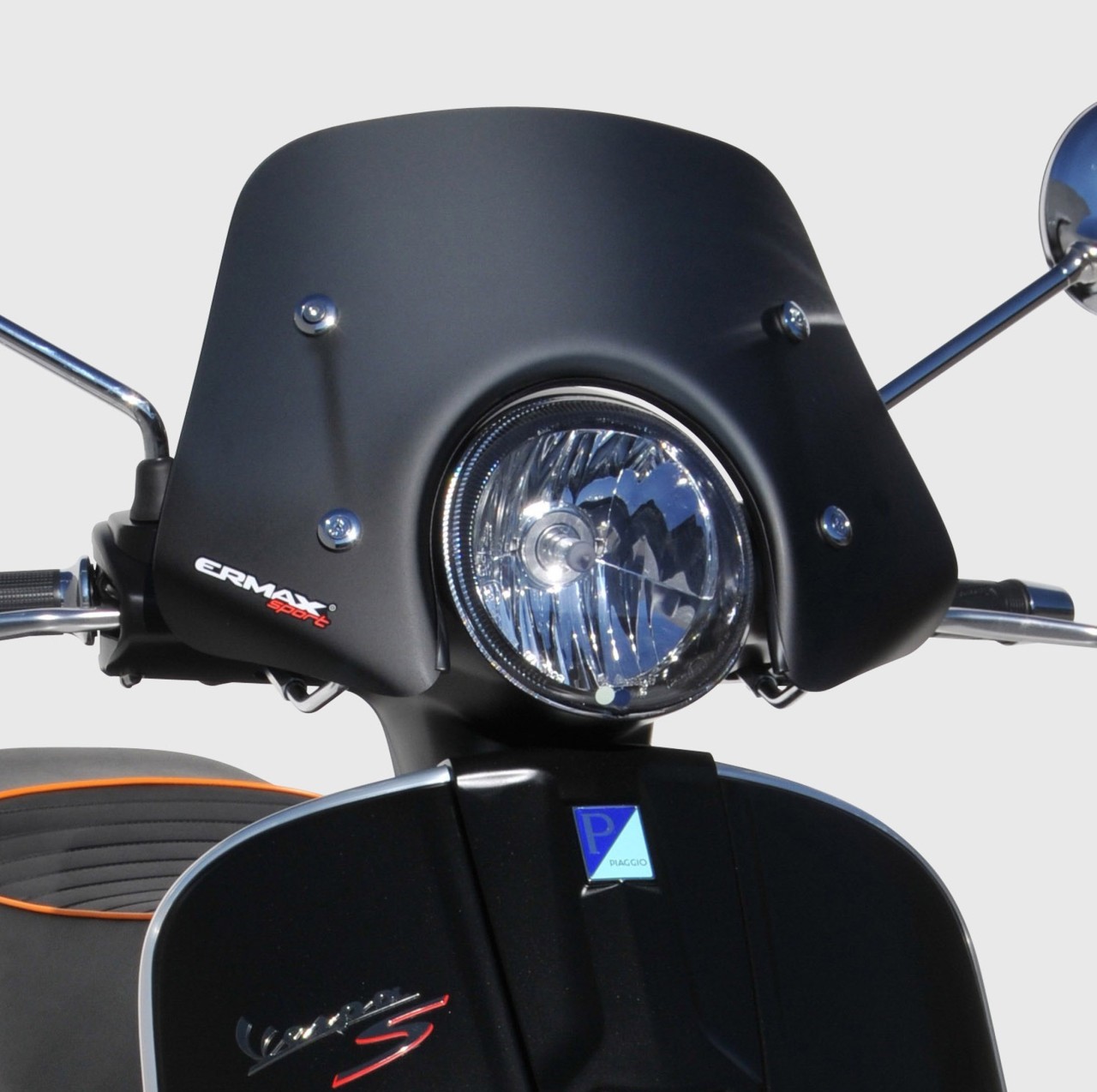 Windscherm ERMAX Piccolo H 300 mm voor Vespa GTS/GTS Super/GT L (-22), mat zwart