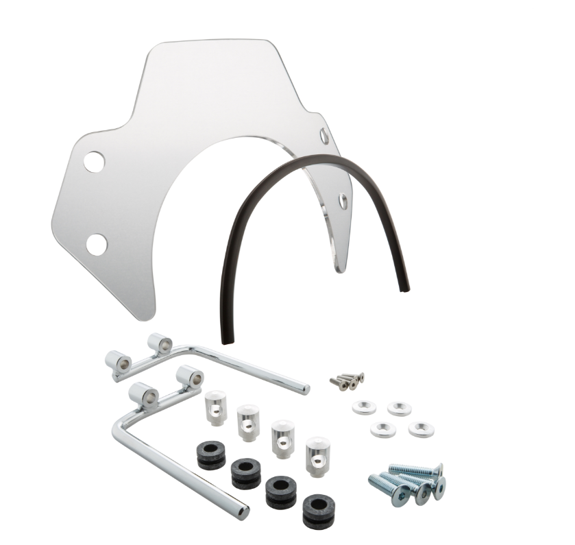 Flyscreen voor Vespa PX 80-200cc, zilveren houder, transparant