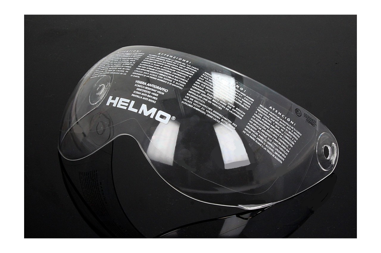 Helmo Milano vizier, helder, brilvizier voor PelleDura, ViaColVento, Turbine (ECE 22.05)